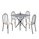 Ver imagem 2 de Conjunto de Mesa Tubular 70x70cm Tampo em Granito com 4 Cadeiras Ane B Cinza/Arabesco/Martelado Prata/Ocre