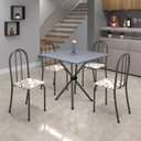 Ver imagem 1 de Conjunto de Mesa Tubular 70x70cm Tampo em Granito com 4 Cadeiras Ane B Cinza/Arabesco/Martelado Prata/Ocre