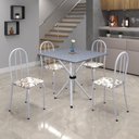 Ver imagem 1 de Conjunto de Mesa Tubular 70x70cm Tampo em Granito com 4 Cadeiras Ane B Branco/Arabesco/Martelado Pérola/Ocre