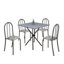 Ver imagem 2 de Conjunto de Mesa Tubular 70x70cm Tampo em Granito com 4 Cadeiras Ane B Cinza/Paraopeba/Mart Prata/Ocre