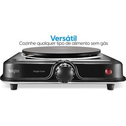 Fogão Elétrico de Mesa 1 Prato 1000w 127v Fg01 Single Cook Preto Elgin - 3