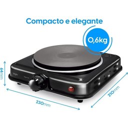 Fogão Elétrico de Mesa 1 Prato 1000w 127v Fg01 Single Cook Preto Elgin - 4