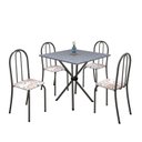 Ver imagem 2 de Conjunto de Mesa Tubular 70x70cm Tampo em Granito com 4 Cadeiras Ane B Cinza/Botanic Bege/Mart Prata/Ocre