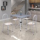 Ver imagem 1 de Conjunto de Mesa Tubular 70x70cm Tampo em Granito Ocre com 4 Cadeiras Ane B Branco/Botanic Bege/Mart Pérola