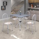 Ver imagem 1 de Conjunto de Mesa Tubular 70x70cm Tampo em Granito Ocre com 4 Cadeiras Ane B 