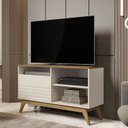 Ver imagem 1 de Rack para TV até 42 Polegadas 108cm Pés em Madeira Maciça Fênix Wood Bege