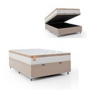 Ver imagem 1 de Cama Box Baú Casal Colchão 138x188x68cm Branco/Bege