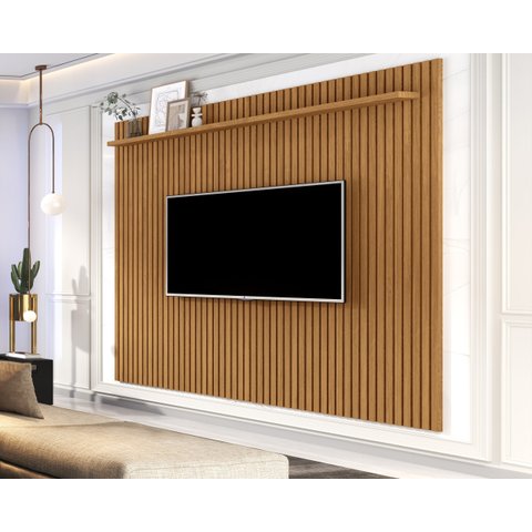 Painel Vênus Ripado 1.8 x 2.2 p/ TV até 75'' Nature - Giga Móveis
