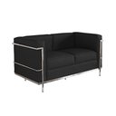 Ver imagem 1 de Sofa Le Corbusier de 2 Lugares Cromado em Sintético Preto