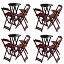 Ver imagem 1 de Kit 4 Conjuntos de Mesa Bistrô Dobravel em Madeira Maciça com 3 Banquetas Altas - Imbuia