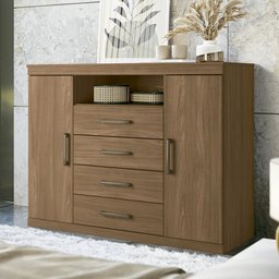 Cômoda para Quarto 2 Portas 4 Gavetas 1 Nicho Master - 2