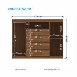 Cômoda para Quarto 2 Portas 4 Gavetas 1 Nicho Master - 4