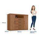 Ver imagem 4 de Cômoda para Quarto 2 Portas 4 Gavetas 1 Nicho Master Marrom/Jatoba