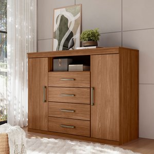 Cômoda para Quarto 2 Portas 4 Gavetas 1 Nicho Master