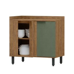 Balcão para Cozinha Canto Reto Toscana Espresso Móveis Marrom/Freijó/Jade - 2 Balcão para Cozinha Canto Reto Toscana Espresso Móveis Marrom/Freijó/Jade - 2