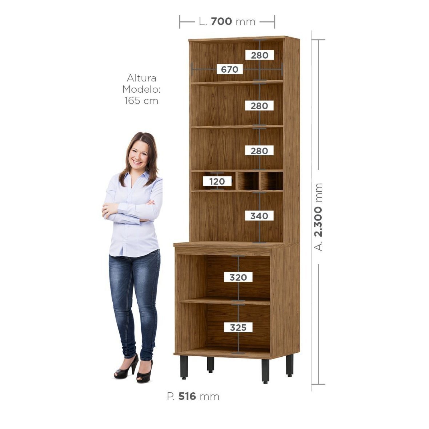 Paneleiro 70cm 4 Portas Toscana Espresso Móveis - 4