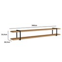 Ver imagem 3 de Prateleira Suspensa Multiuso Smart 260cm MDF Suporte Metal Multifuncional Louro com Preto Casa Lar