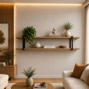 Ver imagem 1 de Prateleira Suspensa Multiuso Smart 260cm MDF Suporte Metal Multifuncional Louro com Preto Casa Lar