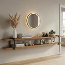 Ver imagem 2 de Prateleira Suspensa Multiuso Smart 260cm MDF Suporte Metal Multifuncional Louro com Preto Casa Lar