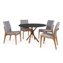 Ver imagem 1 de Conjunto Mesa de Jantar Redonda 120cm June Preta com 4 Cadeiras Garbo Cinza Escuro