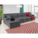 Ver imagem 1 de Sofá Orlando 4.20x1.90m com Chaise, Retrátil e Reclinável - Chumbo