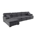 Ver imagem 4 de Sofá Orlando 4.20x1.90m com Chaise, Retrátil e Reclinável - Chumbo