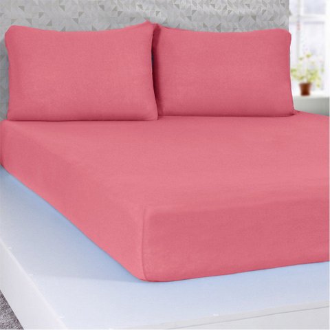 Jogo de Cama Casal Serena 3 Pçs Malha 100% Algodão 138x188x23cm Goiaba