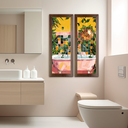 Ver imagem 2 de Dupla de Quadros Decorativos Banheiro Social Lavabo Toalete Vaso Flores Tons 20x60cm