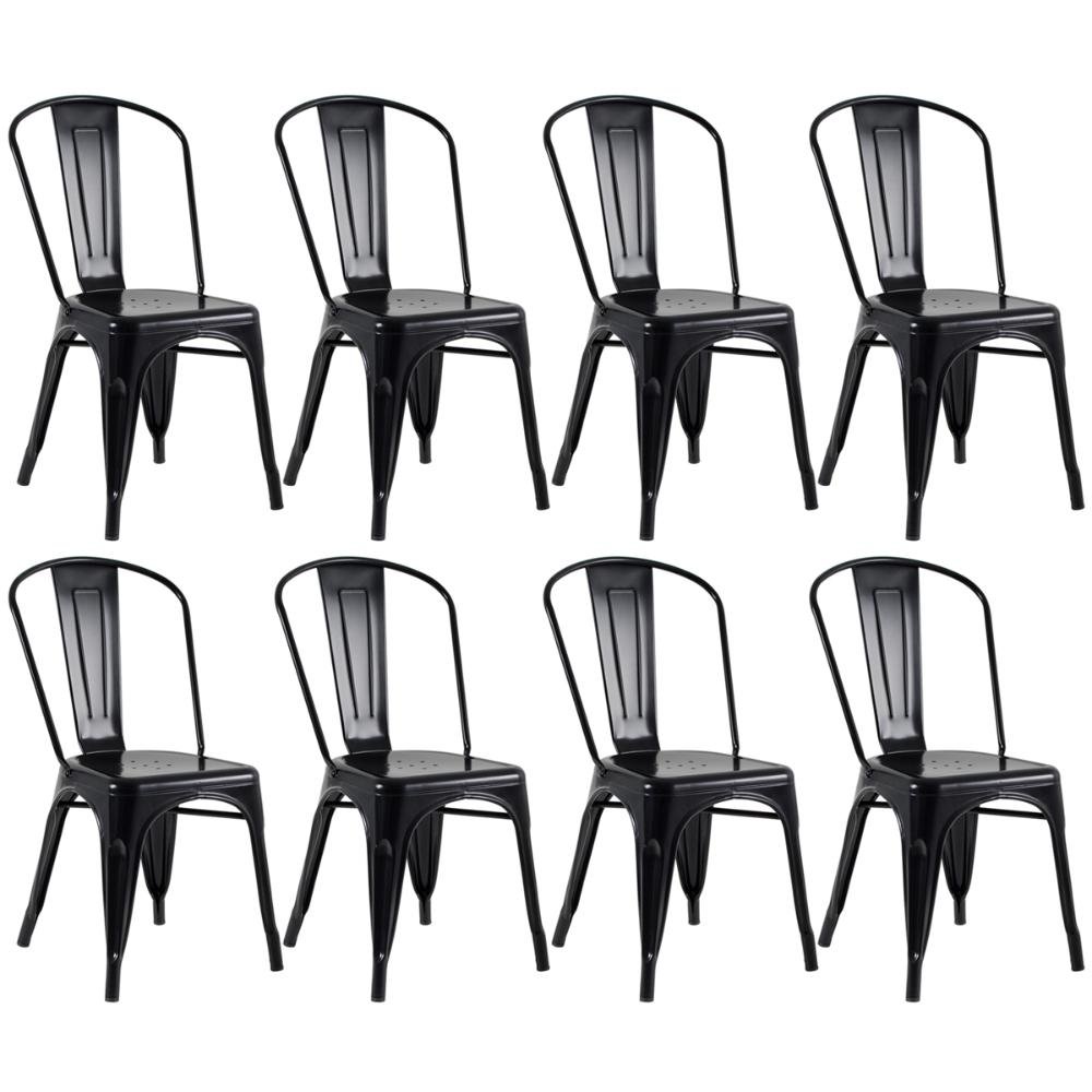 Kit 8 Cadeiras Iron Tolix - Preto - Semibrilho