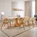 Ver imagem 1 de Sala de Jantar Maciça 8 Cadeiras 2,20m Linho-oslo -imperial