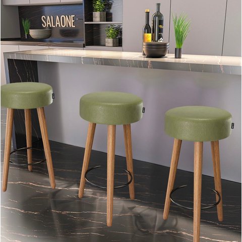 Kit 3 Banquetas Estofadas Altas Londres Estilo Moderno para Cozinha, Área Gourmet e Balcão - Salaone