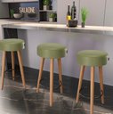 Ver imagem 1 de Kit 3 Banquetas Estofadas Altas Londres Estilo Moderno para Cozinha, Área Gourmet e Balcão - Salaone