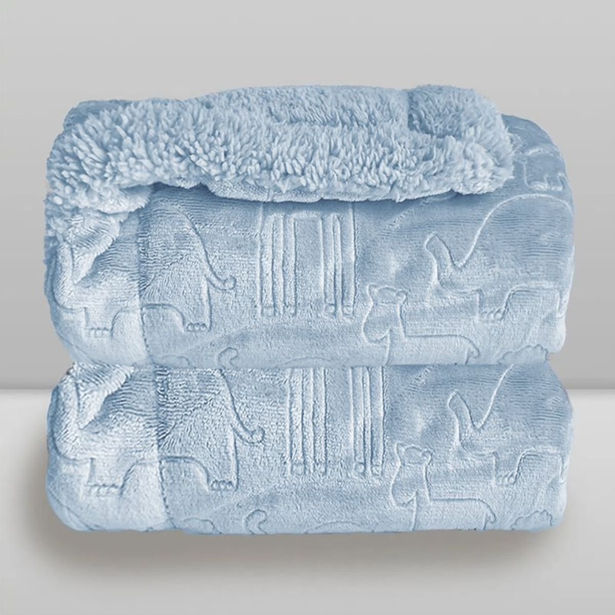 Cobertor Bebê Plush com Sherpa Ferrete Azul Laco com . de Art. de Cama Mesa e Banho - 2