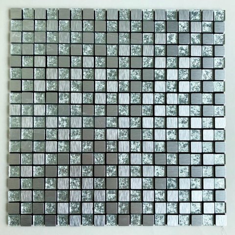 Pastilha Autocolante de Metal de 30cm x 30cm Rende  Glass Mosaic