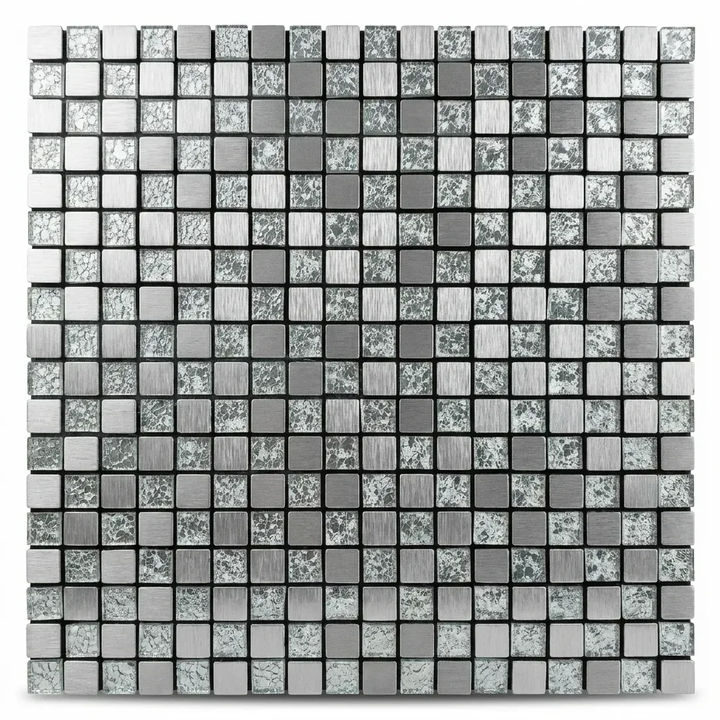 Ver imagem 2 de Pastilha Autocolante de Metal de 30cm x 30cm Rende Glass Mosaic Cinza/Prata/Escovada