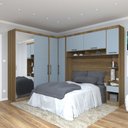 Ver imagem 1 de Quarto Modulado Casal de Canto com Espelho 6 Peças 7 Portas Paris Luciane