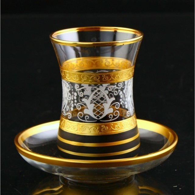 Xicaras De Chá Turca 12 Peças Nida Gold– Luxury Glass Set