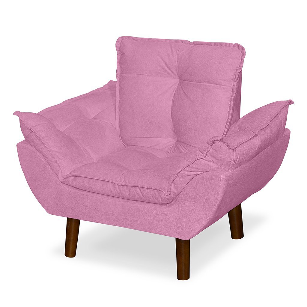 Mini Poltrona Cadeira Infantil de Criança Suede Rosê Pés Palito - 4