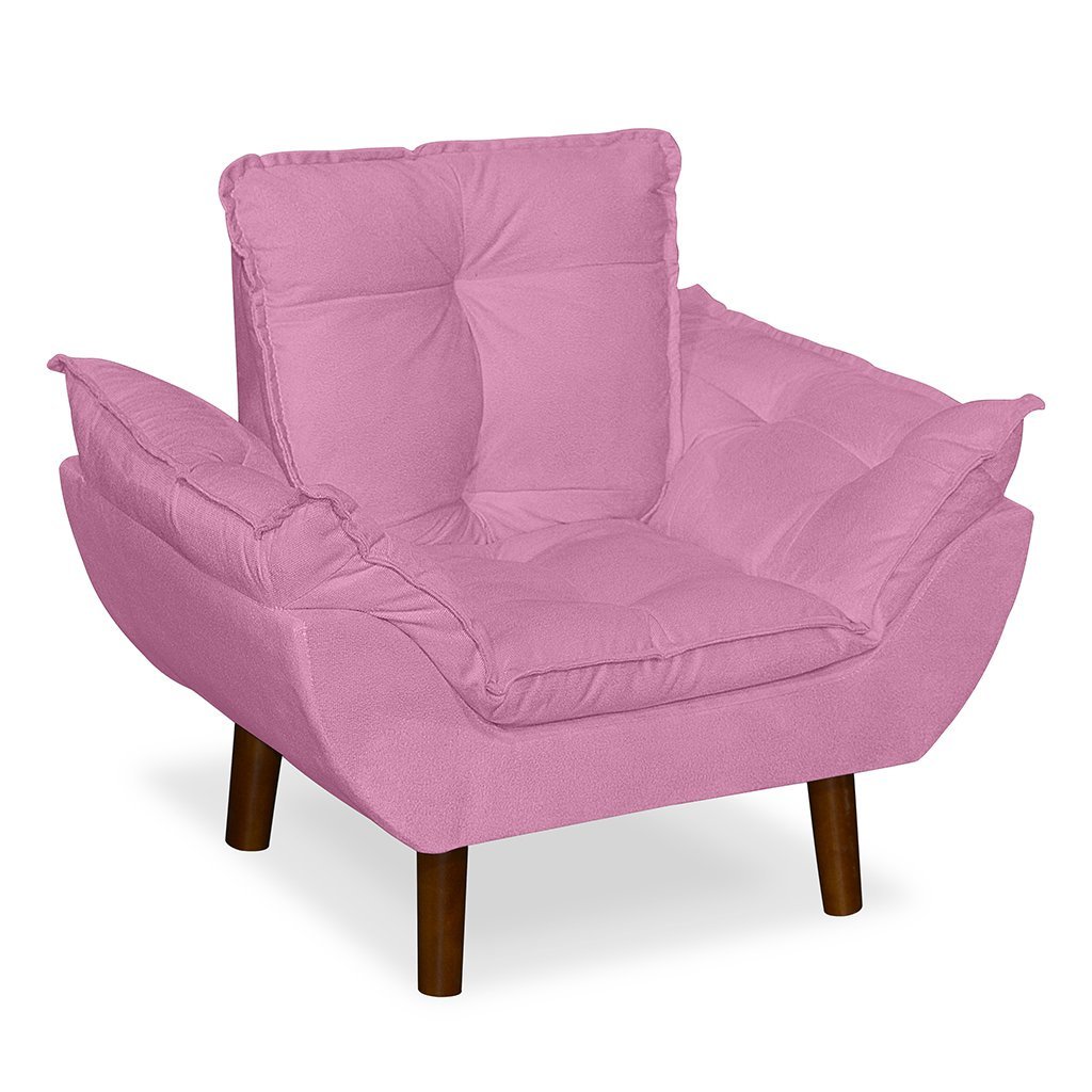 Mini Poltrona Cadeira Infantil de Criança Suede Rosê Pés Palito - 2