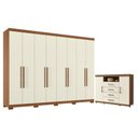 Ver imagem 1 de Guarda Roupa Casal 8 Portas 4 Gavetas Master New com Pés e Cômoda Havana Master com Rodizio Jatobá a