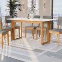 Ver mais imagens de Conjunto Sala de Jantar Dora em Madeira Maciça 6 Cadeiras Boucle Cinza
