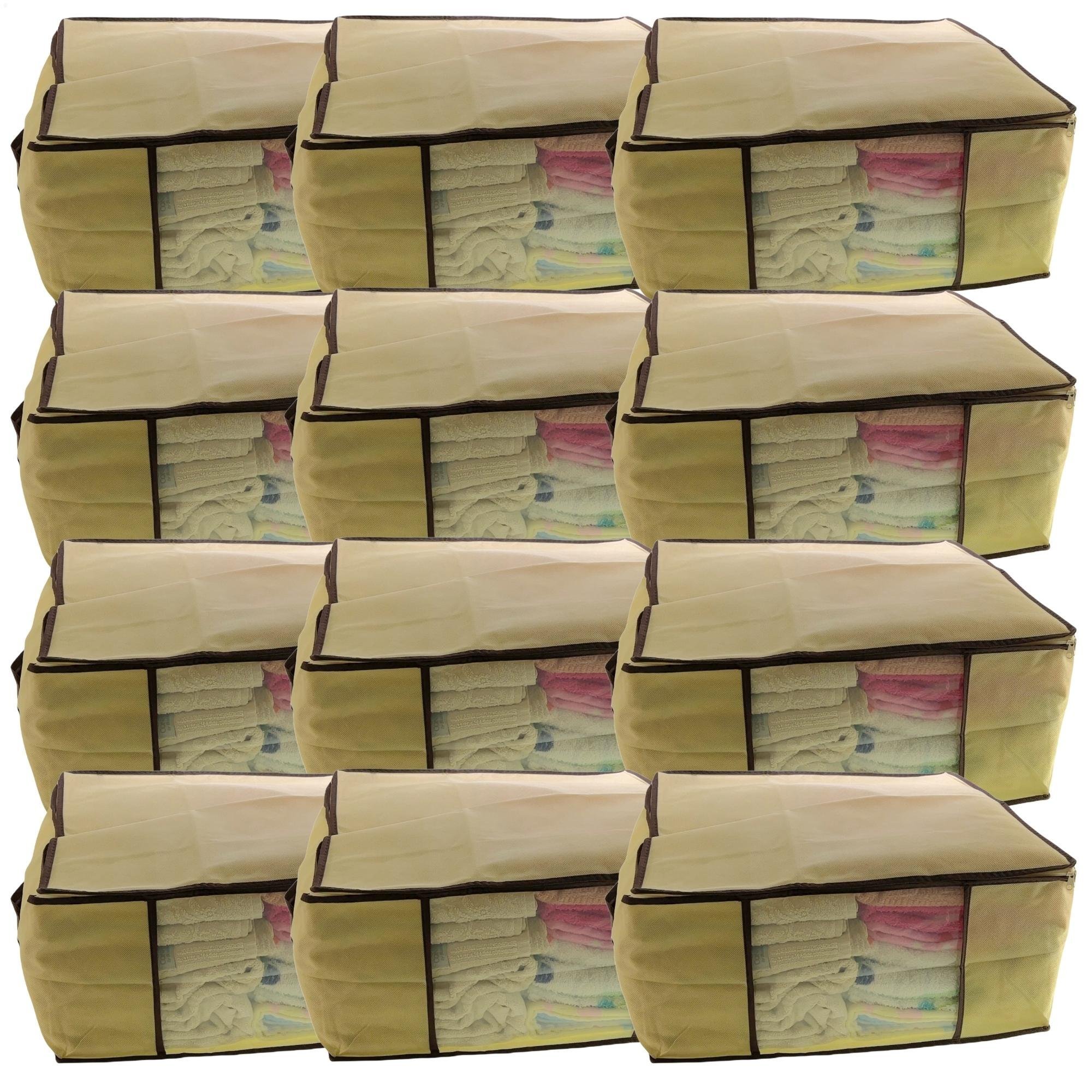 Kit 12 Caixa Organizadora Roupas Multiuso Toalha Lençóis Roupa De Cama Em TNT Dobrável 45x45x20cm