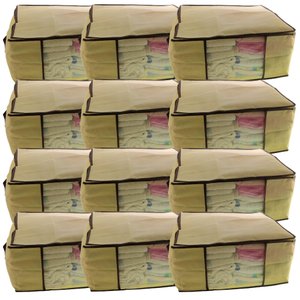 Kit 12 Caixa Organizadora Roupas Multiuso Toalha Lençóis Roupa De Cama Em TNT Dobrável 45x45x20cm