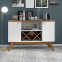 Ver imagem 1 de Aparador Sala Pés em Madeira Maciça - Ellegance 2 Portas:branco/freijó