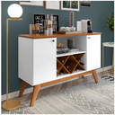 Ver imagem 4 de Aparador Sala Pés em Madeira Maciça - Ellegance 2 Portas:branco/freijó