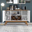 Ver imagem 2 de Aparador Sala Pés em Madeira Maciça - Ellegance 2 Portas:branco/freijó