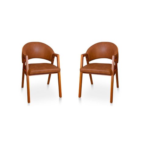 Kit 2 Poltrona Cadeira para Sala Madeira Maciça Kora