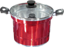 Ver imagem 1 de Forma Pudim Banho Maria Vermelho Tampa De Vidro 5,0 Litros