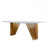 Mesa de Jantar Panamá Tampo Laqueado Vidro 140x90 Base Ripada Madeira Mg Moveleira - 1