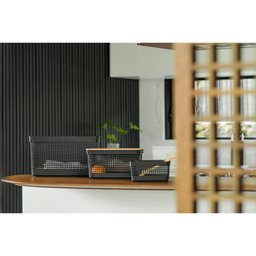 Cesto Organizador Grid com Tampa de Bambu 8l Preto - ou - 5